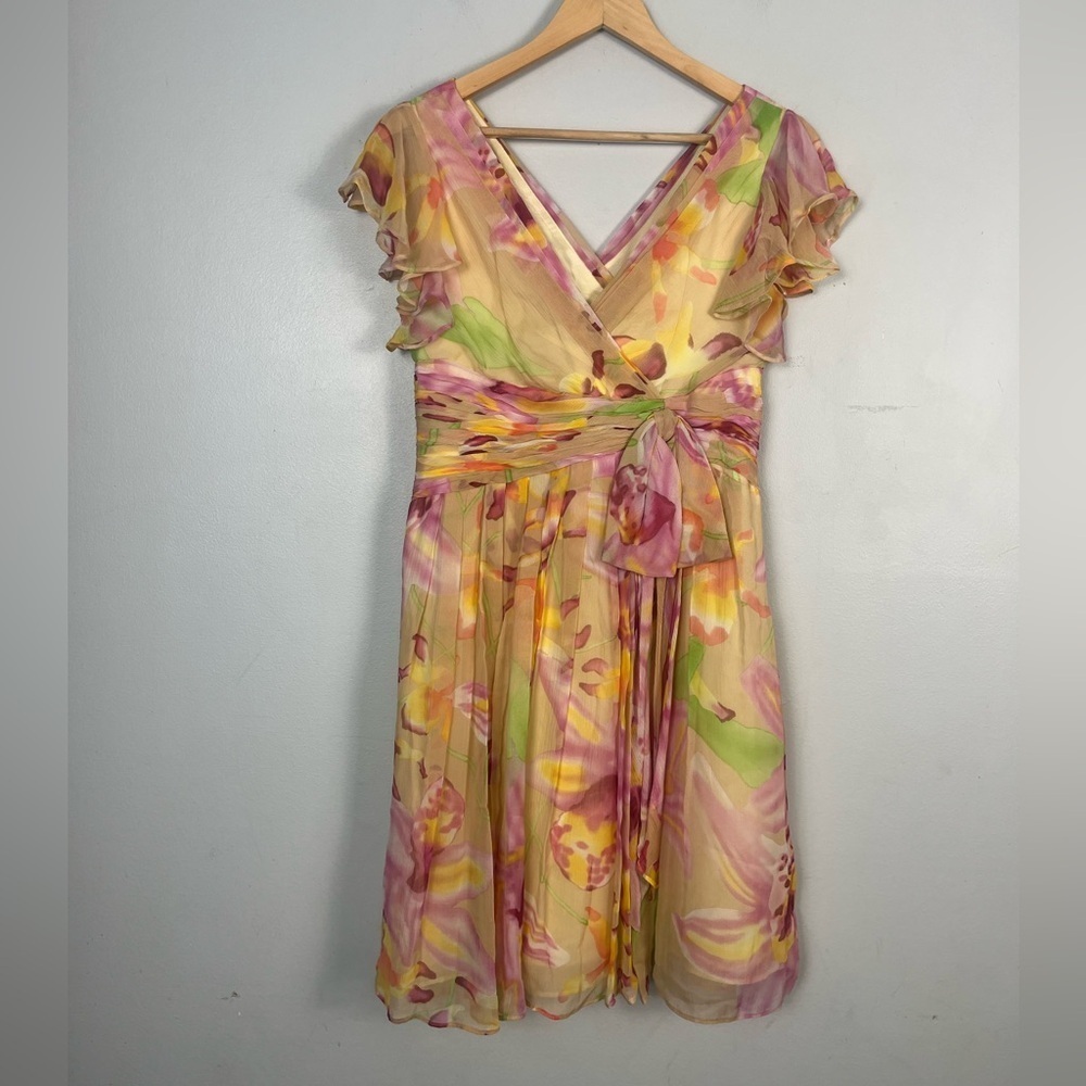 Vintage Silk Cold water Creek Watercolor Dress size 10 petite